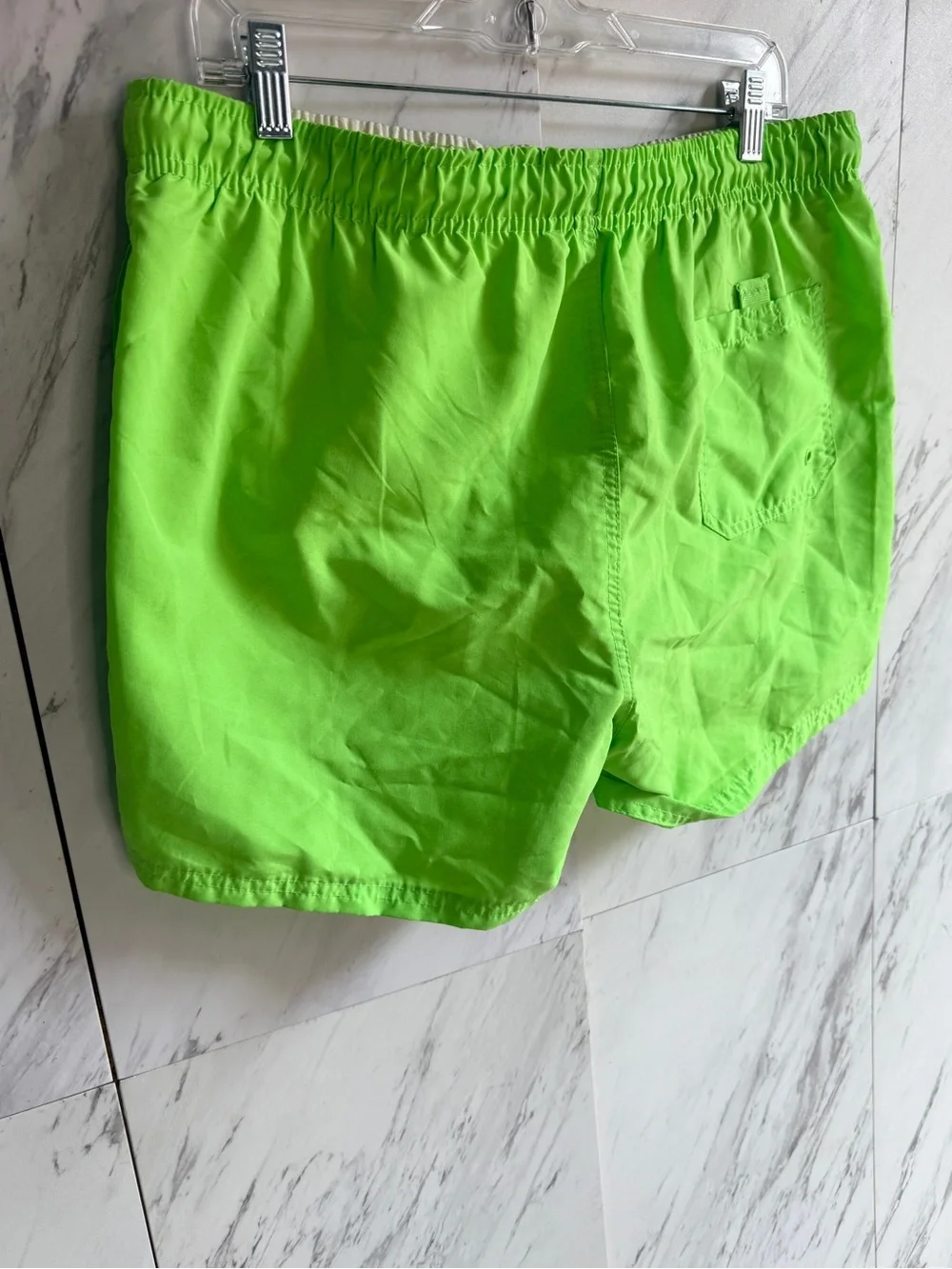 Primark Neon Lime Green Drawstring Elastic Waist Stretch Swim Shorts Size Large